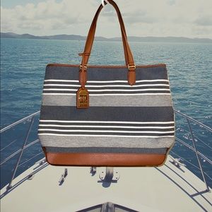 8. Lauren by Ralph Lauren Navy & Stripe Tote